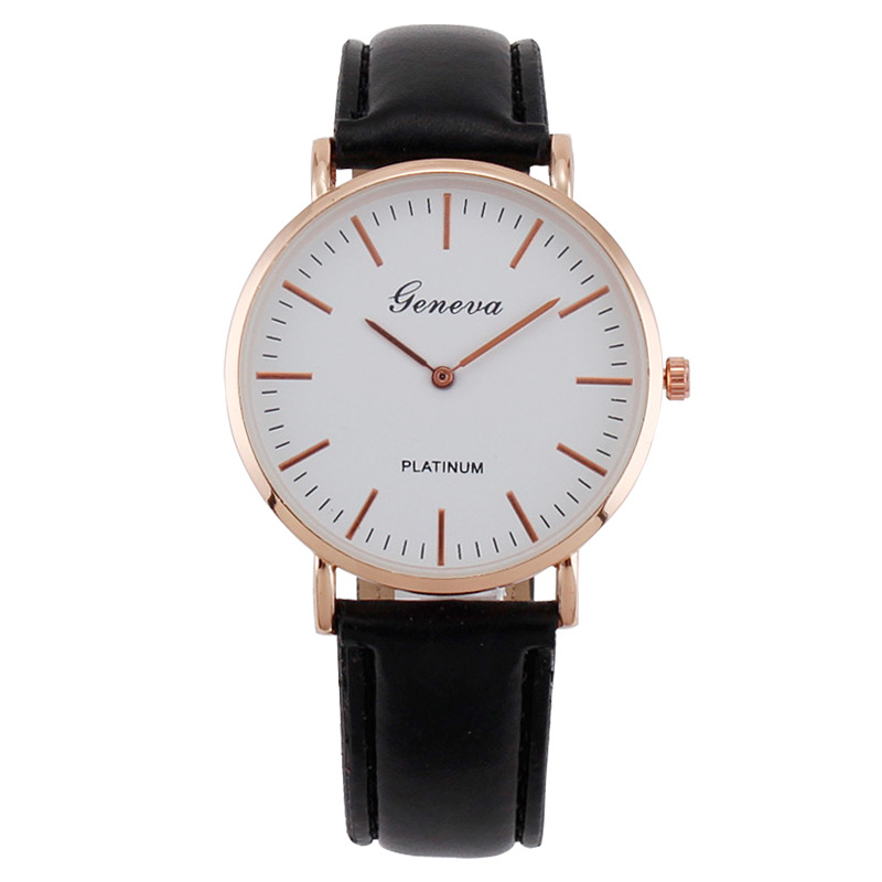 Leather Watch Band Men - Męski zegarek kwarcowy minimalistyczny ultracienki skórzany