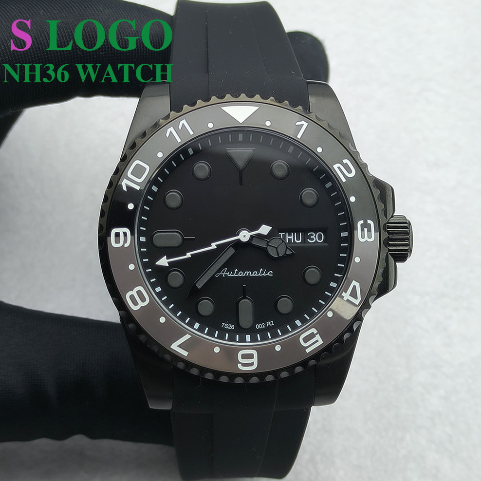 Stainless Bracelet Diver - Zegarek męski 40MM NH36, czarny, ze