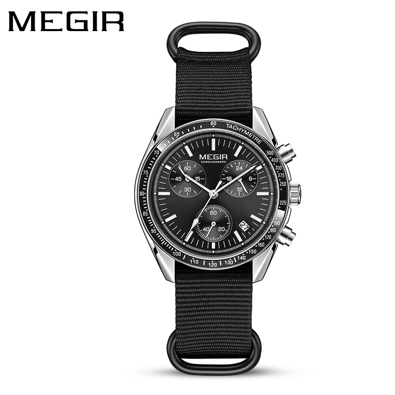 Canvas Strap Watch - MEGIR 2247 Męski Luksusowy Zegarek Kwarcowy