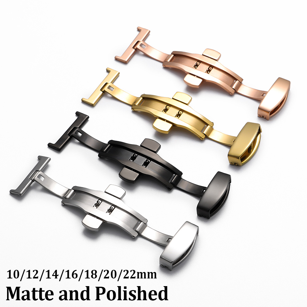 Butterfly Clasp Deployant - 10/12/14/16/18/20/22mm Polerowane Matowe Składane Zapięcie Motylkowe