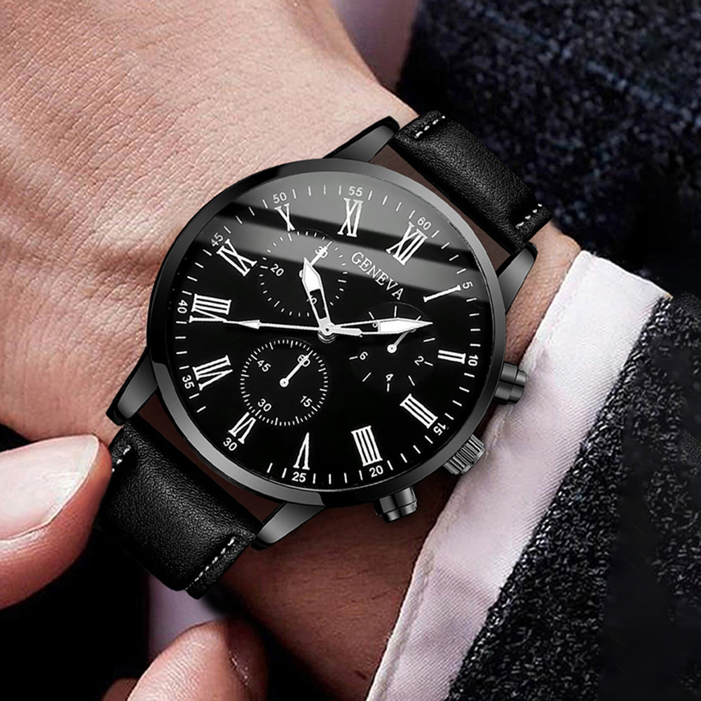 Leather Watch Band Men - Męskie zegarki biznesowe Modny damski zegarek