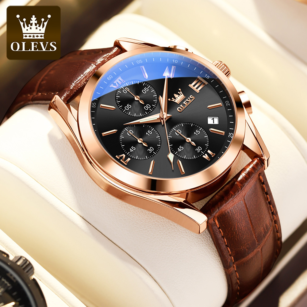 OLEVS 2872 Chronograf Kwarcowy – Leather Watch Band Men recenzja i cena