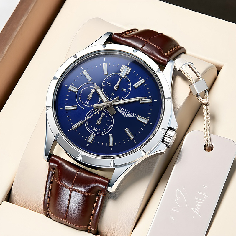 Męski zegarek kwarcowy z chron – Leather Watch Band Men recenzja i cena