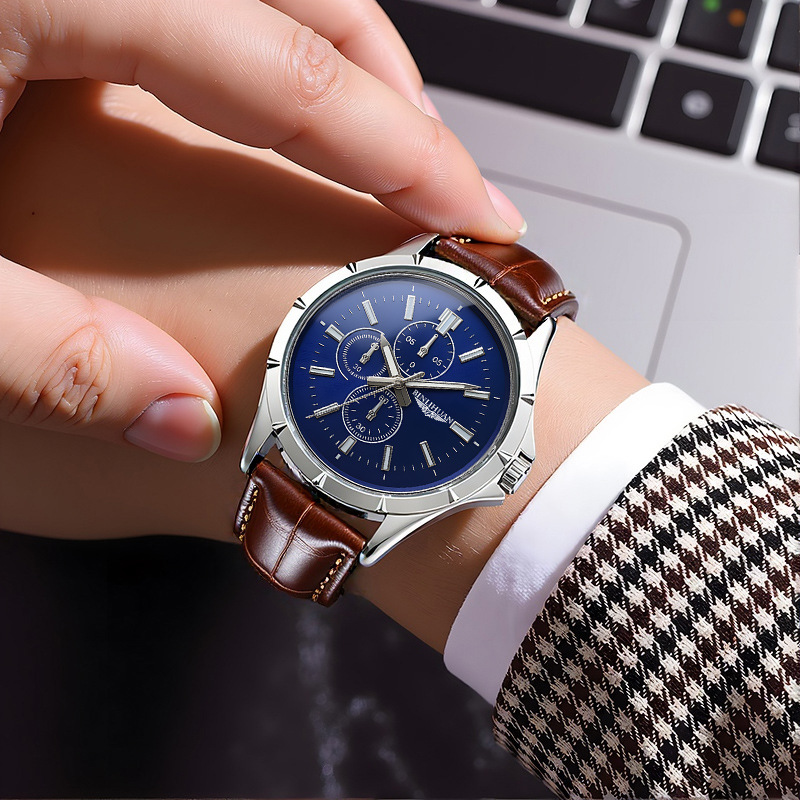 Męski zegarek kwarcowy z chron – Leather Watch Band Men recenzja i cena