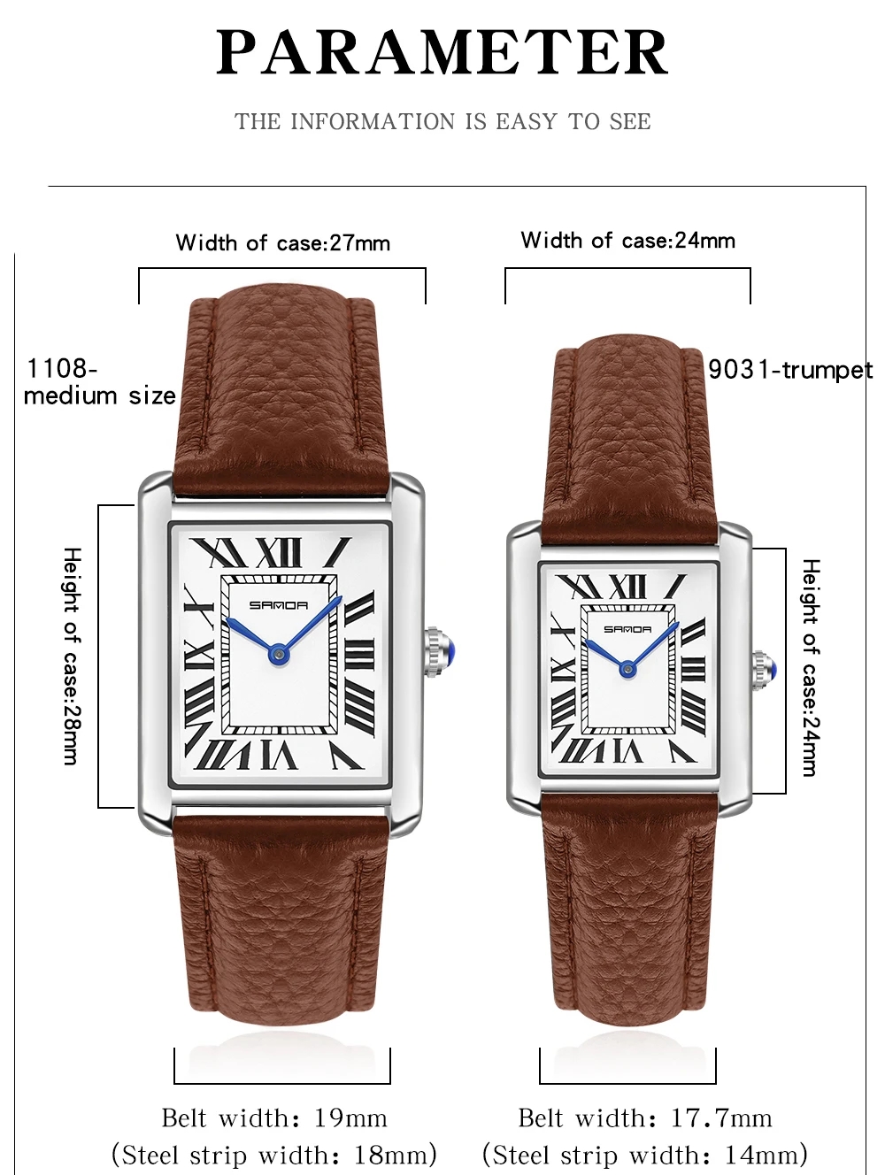 Sanda prostokątne zegarki na r – Leather Watch Band Men recenzja i cena