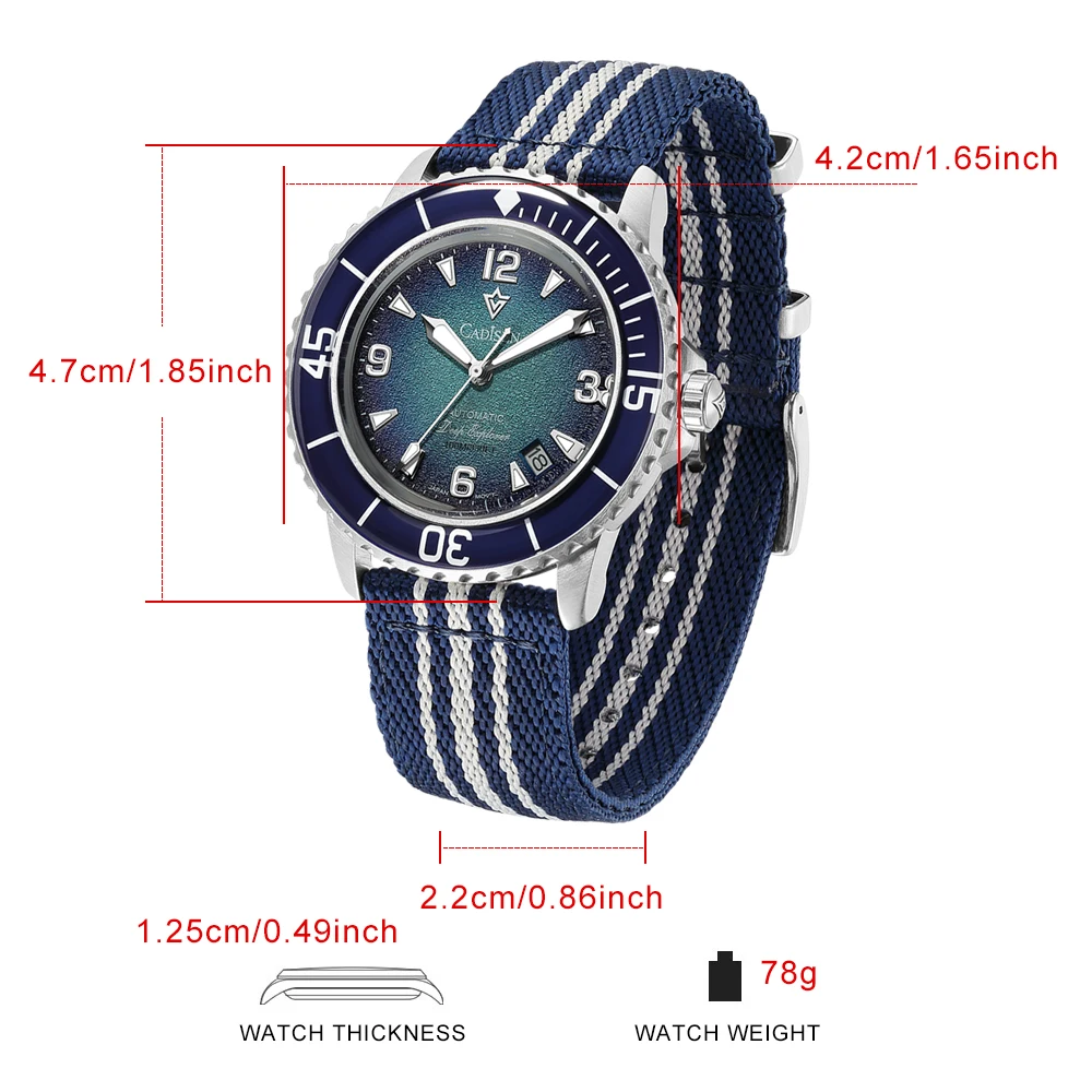 CADISEN Deep Explorer MIYOTA 8 – Canvas Strap Watch recenzja i cena